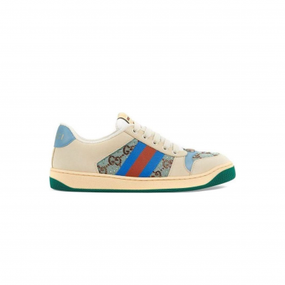 GUCCI SCREENER GG LOGO SNEAKERS 'BEIGE BLUE' 677423